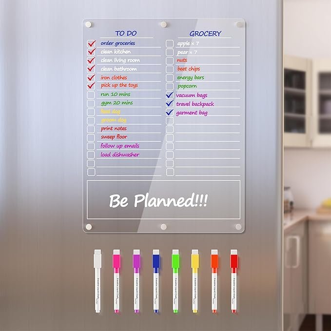 ClearPlan™ Magnetic Fridge Calendar – Clear Acrylic Monthly Whiteboard