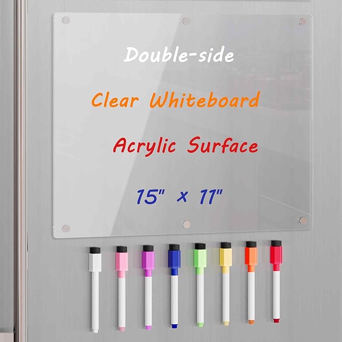 ClearPlan™ Magnetic Fridge Calendar – Clear Acrylic Monthly Whiteboard