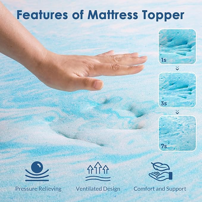 AuraSleep™ Cooling Gel Memory Foam Topper – Comfort Meets Support