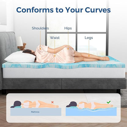 AuraSleep™ Cooling Gel Memory Foam Topper – Comfort Meets Support