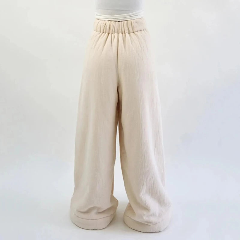 Women'S Warm Woolen Wide Leg Pants Casual Loose Street Fashion Autumn Winter New Products