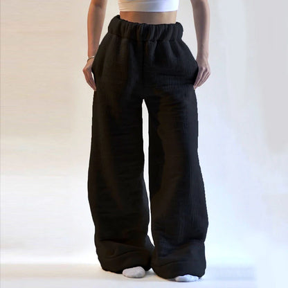 Women'S Warm Woolen Wide Leg Pants Casual Loose Street Fashion Autumn Winter New Products